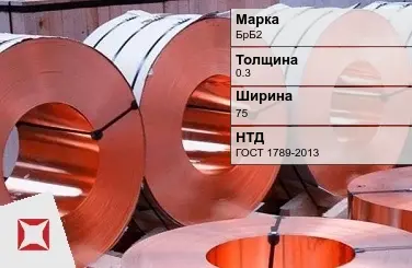 Бронзовая лента для декора 0,3х75 мм БрБ2 ГОСТ 1789-2013 в Петропавловске