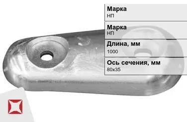 Никелевый анод для электролиза 1000х80x35 мм НП  в Петропавловске