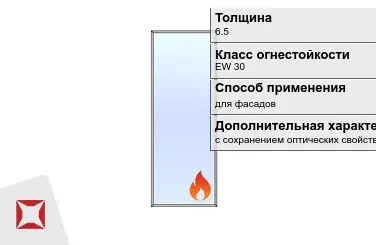 Огнестойкое стекло Pyropane 6.5 мм EW 30 с сохранением оптических свойств ГОСТ 30247.0-94 в Петропавловске