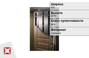 Пуленепробиваемая дверь с эмалевым покрытием 800х2030 мм в Петропавловске