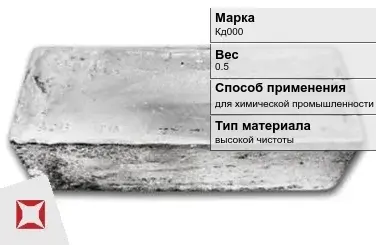 Слиток кадмия Кд000 0.5 кг высокой чистоты ГОСТ 22860-93 в Петропавловске