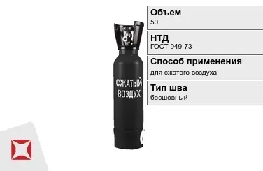 Стальной баллон ВПК 50 л для сжатого воздуха бесшовный в Петропавловске